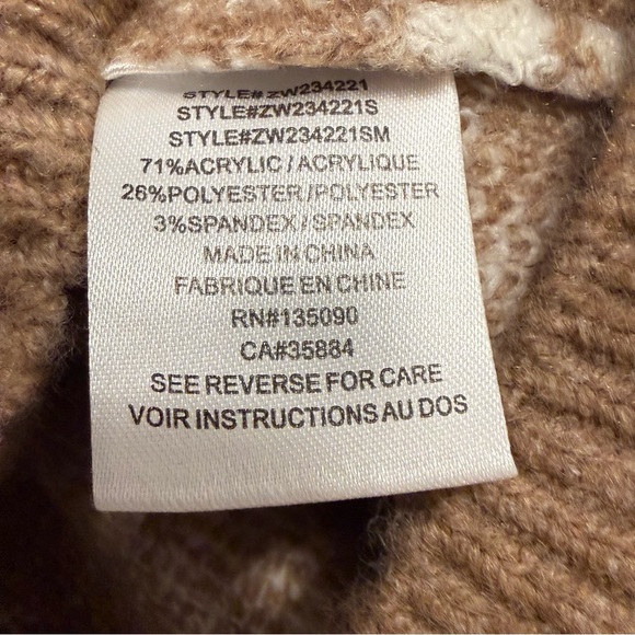 Z Supply Tory Plush Floral Sweater Brown & Cream Slightly Cropped Size Medium - Picture 5 of 7